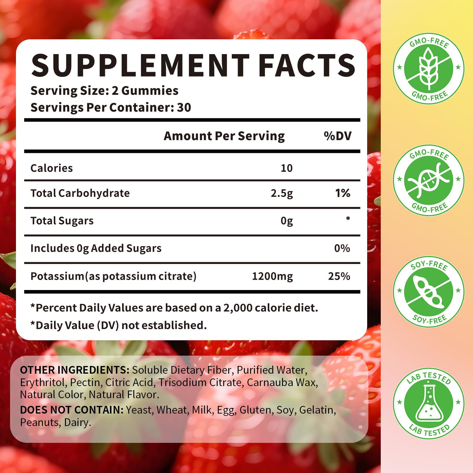 Chewable potassium citrate gummies for adults – 1200mg per serving