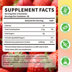 Chewable potassium citrate gummies for adults – 1200mg per serving