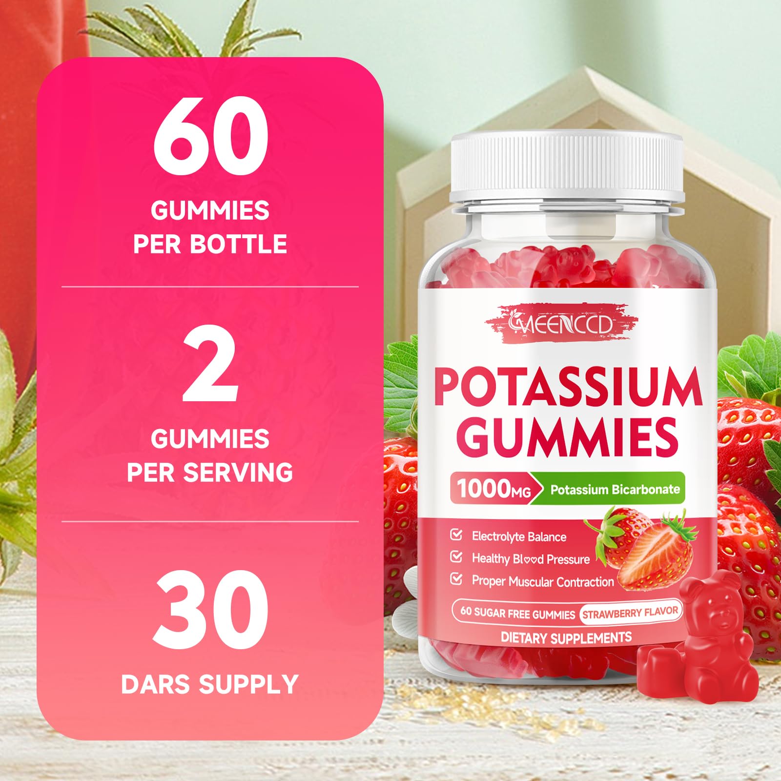 Vegan, non-GMO, gluten-free, sugar-free potassium gummies