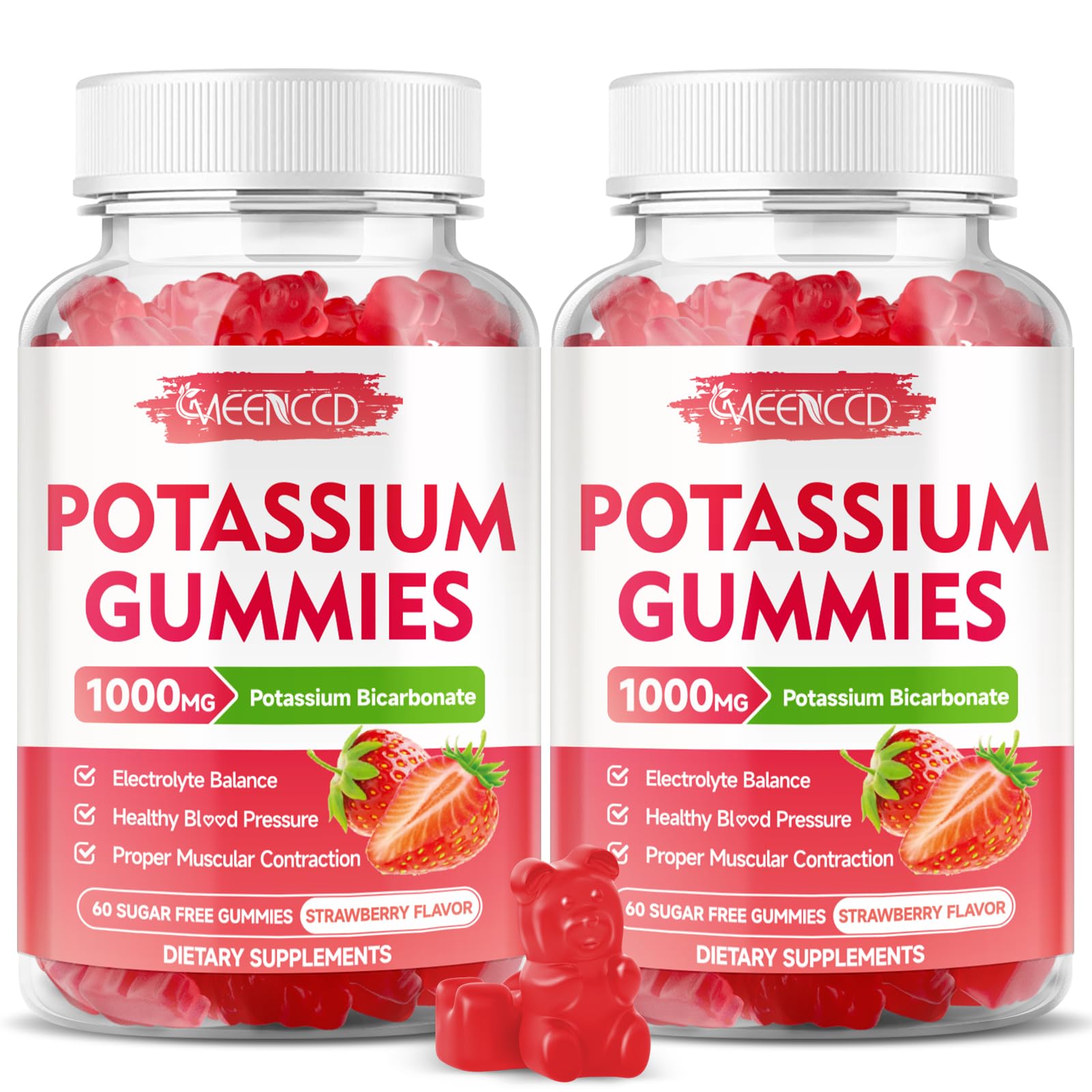 2-pack Potassium Gummies bottle with 1000mg label