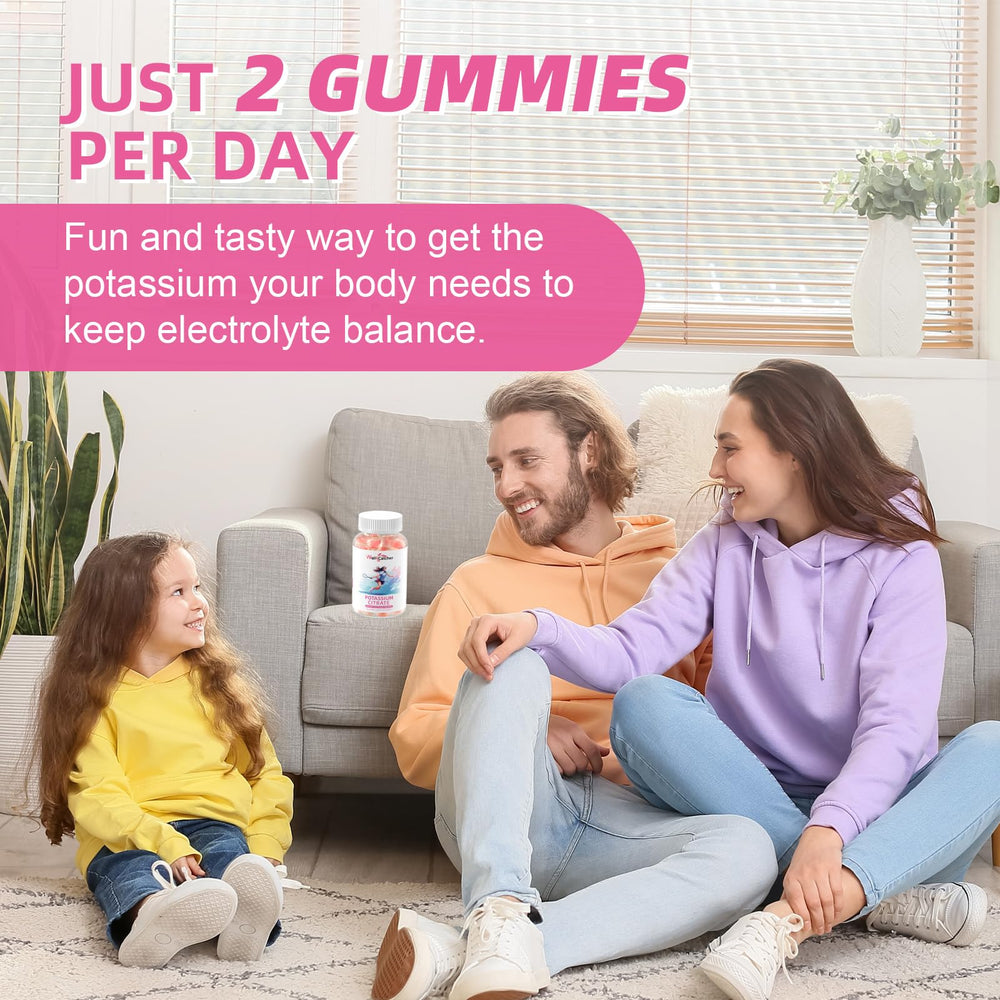 60-count bottle of potassium citrate gummies on white background