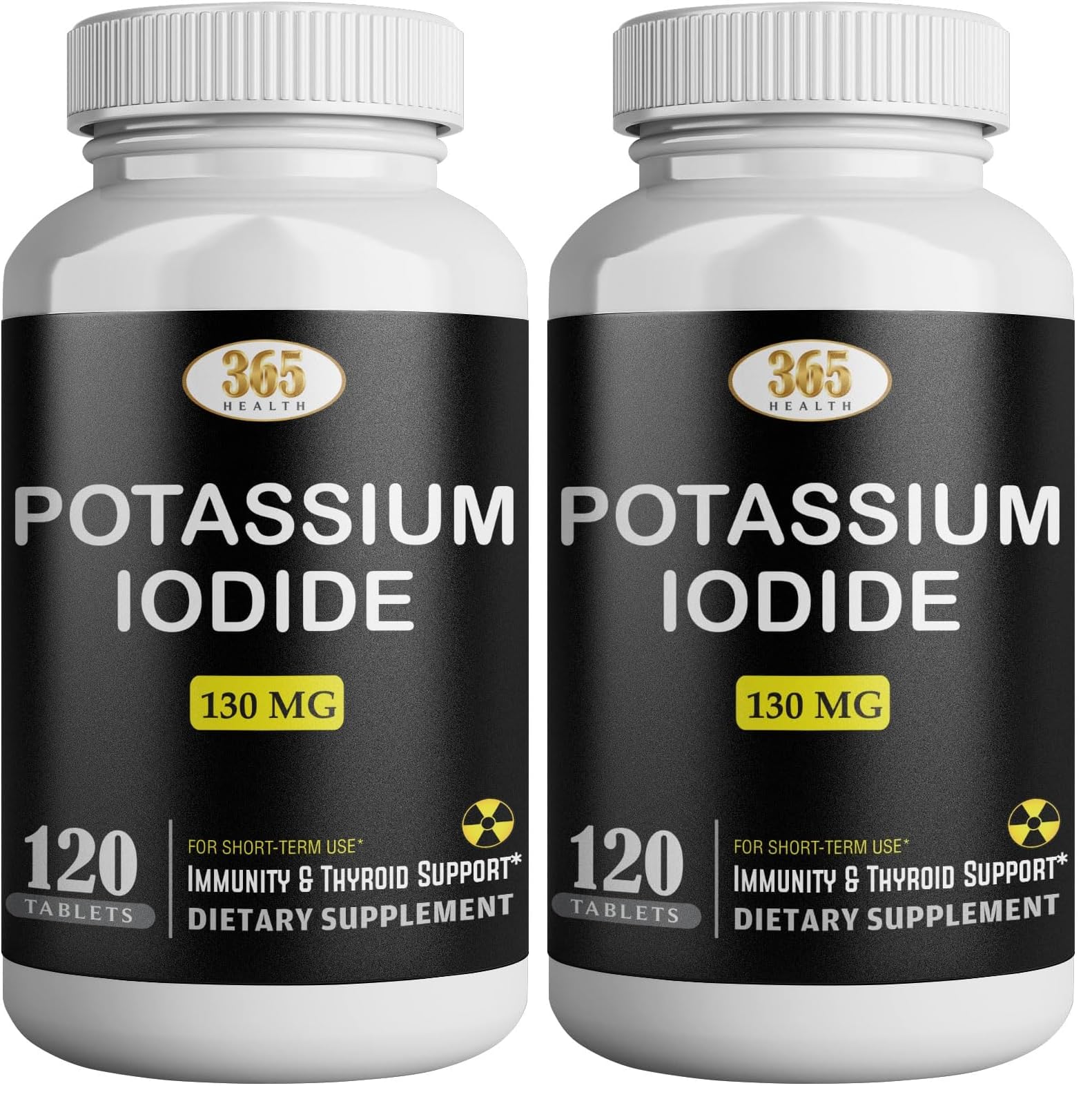 Potassium Iodide 130 mg KI tablets bottle front label - USA made