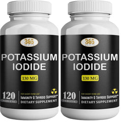 Potassium Iodide 130 mg KI tablets bottle front label - USA made