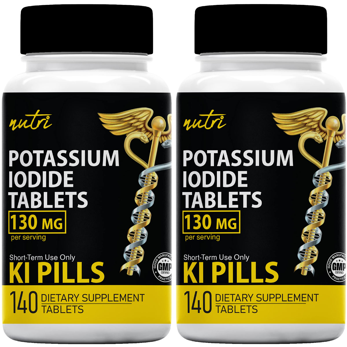 Front view of Potassium Iodide Tablets 130 mg, 2 pack, 280 tablets
