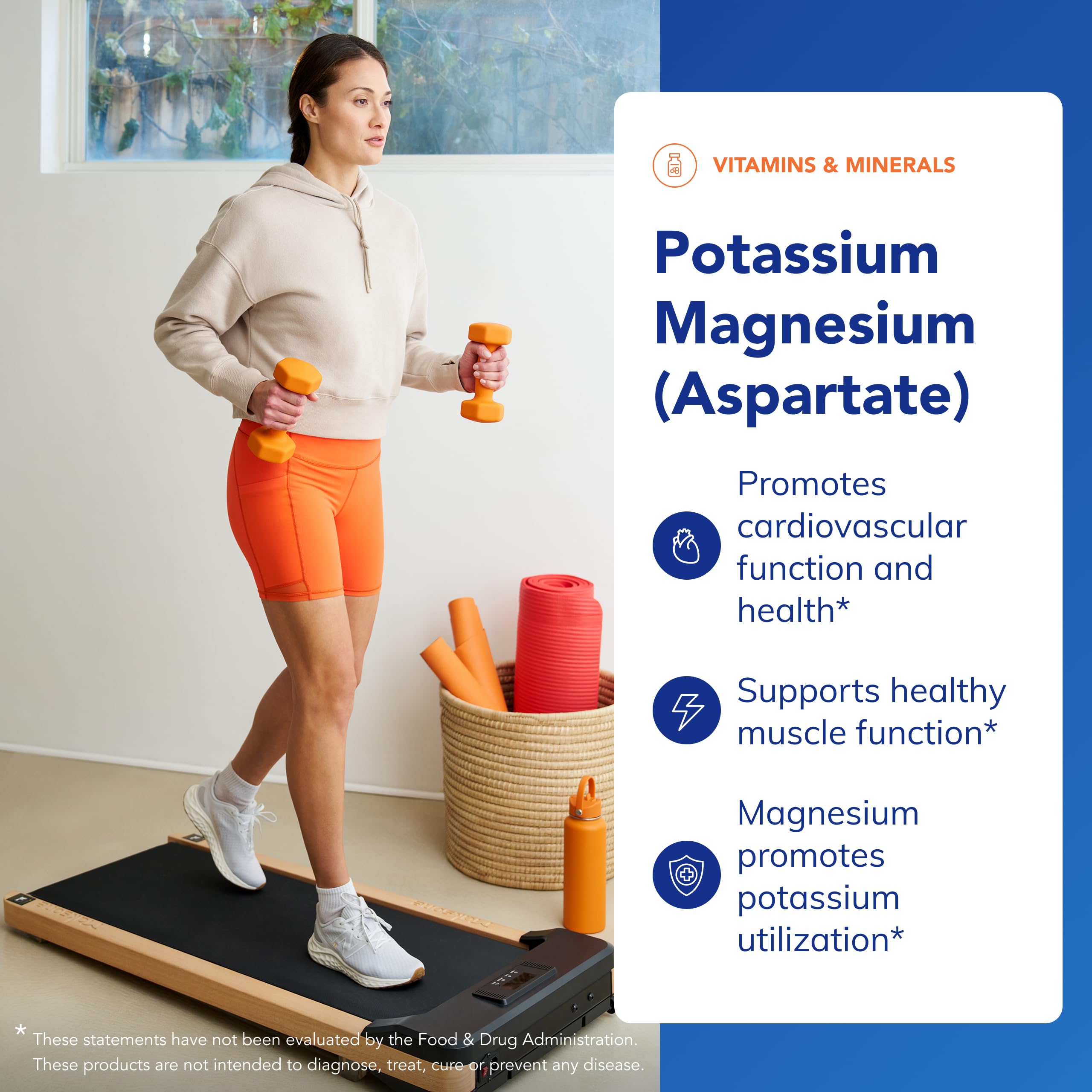 Supplement facts panel on Potassium Magnesium (Aspartate) bottle