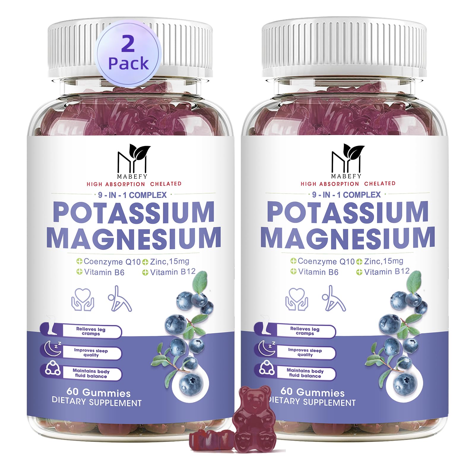 MABEFY Potassium Magnesium Gummies bottle front