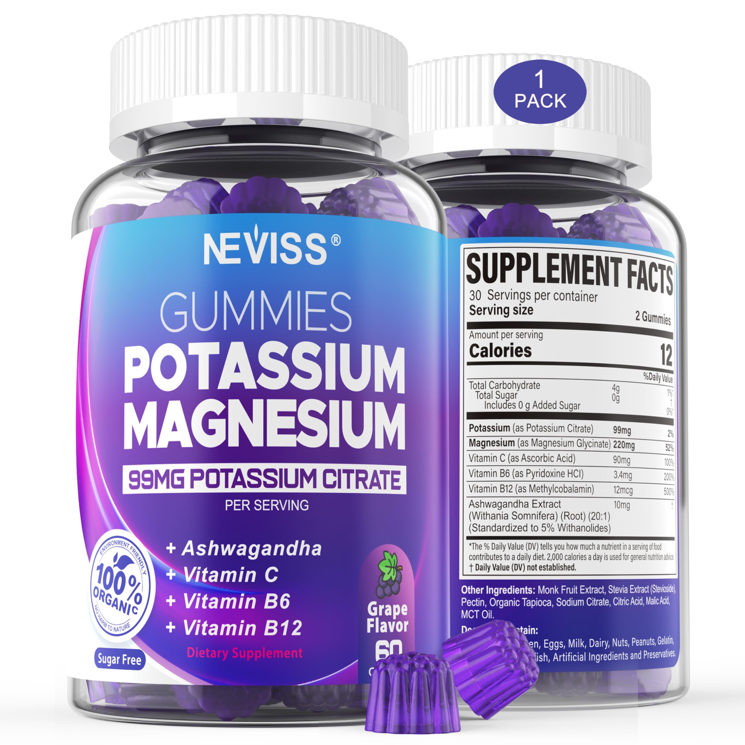 Potassium Magnesium Gummies bottle label