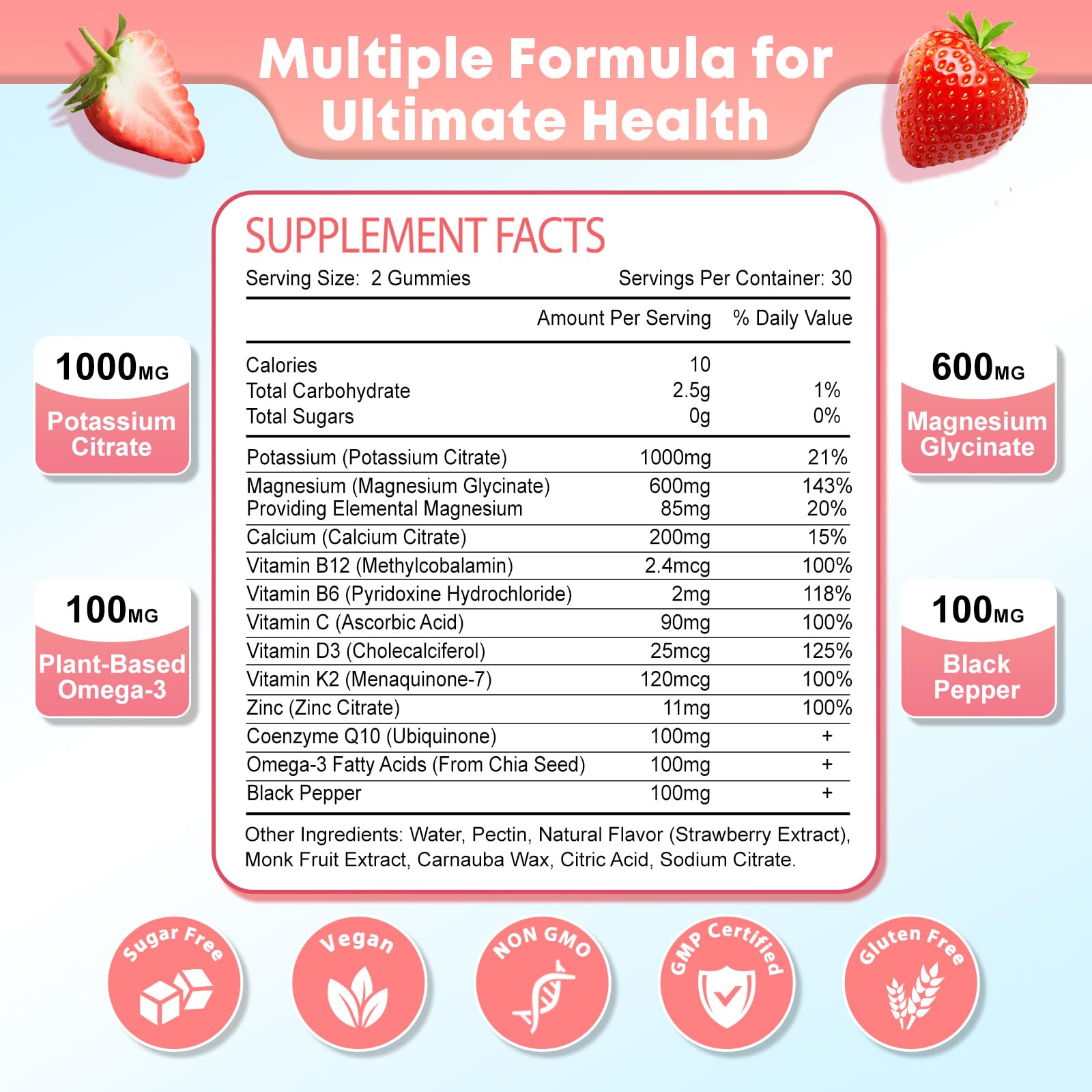 Nutrition label for gummies