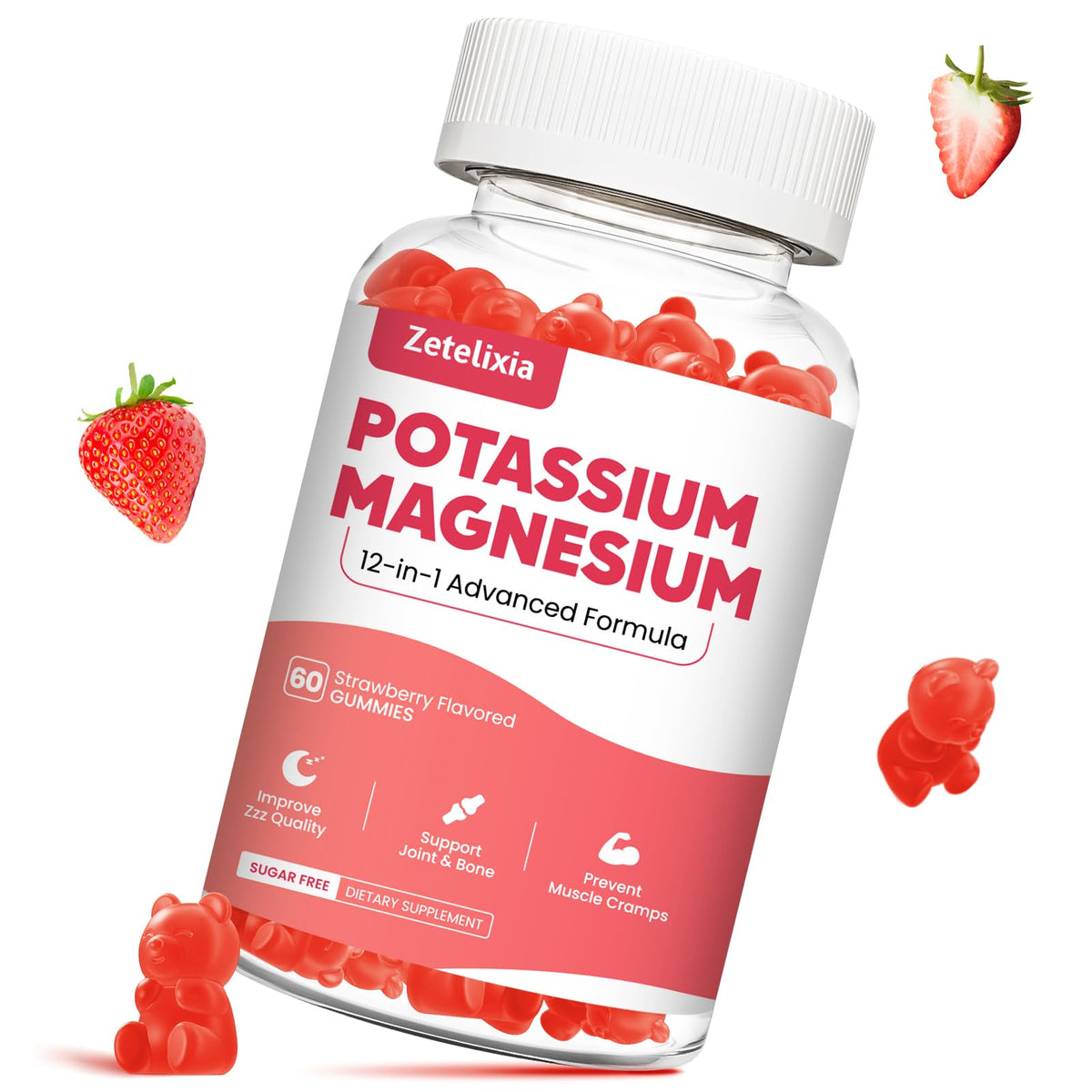 Potassium Magnesium Gummies bottle showing 60-count label