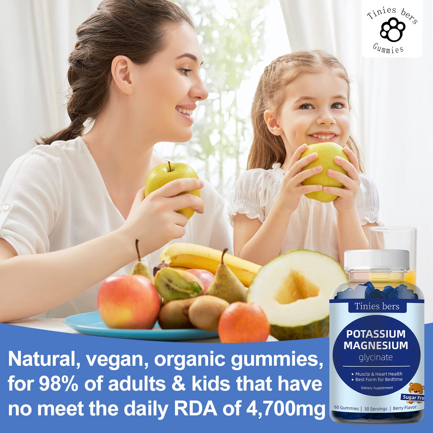 Bottle of 60 Potassium Magnesium Gummies