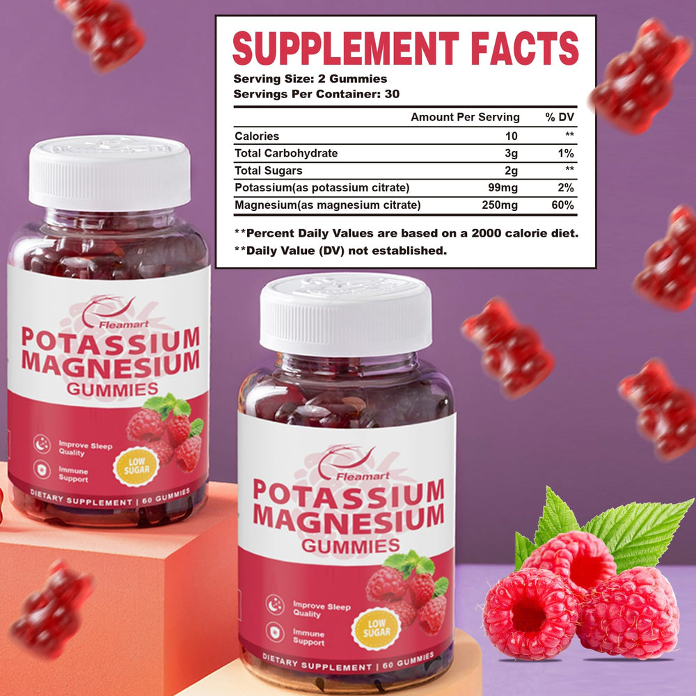 Product imagery of Raspberry Potassium Magnesium Gummies 2-pack