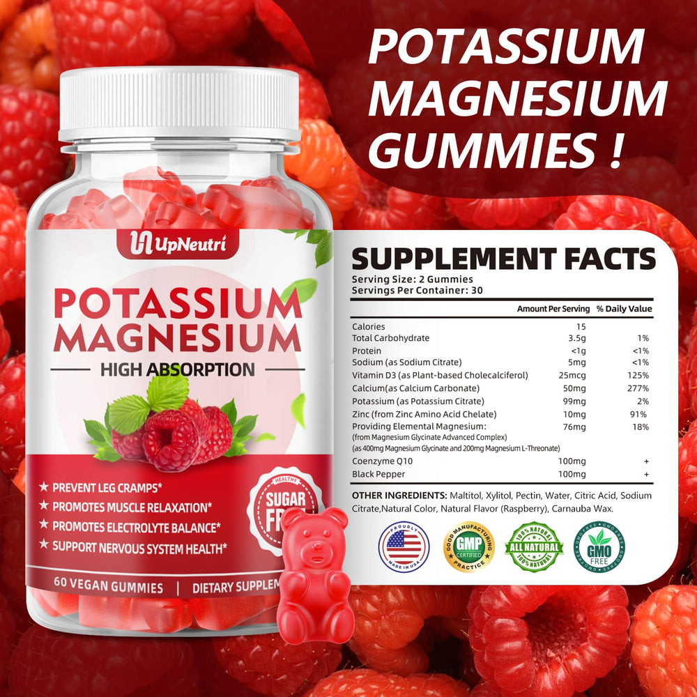Gummies bottle label highlighting key ingredients