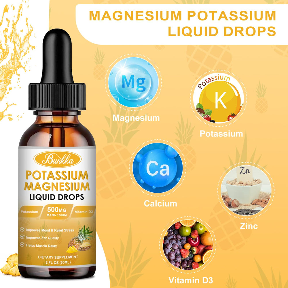 Pineapple flavored potassium magnesium liquid drops
