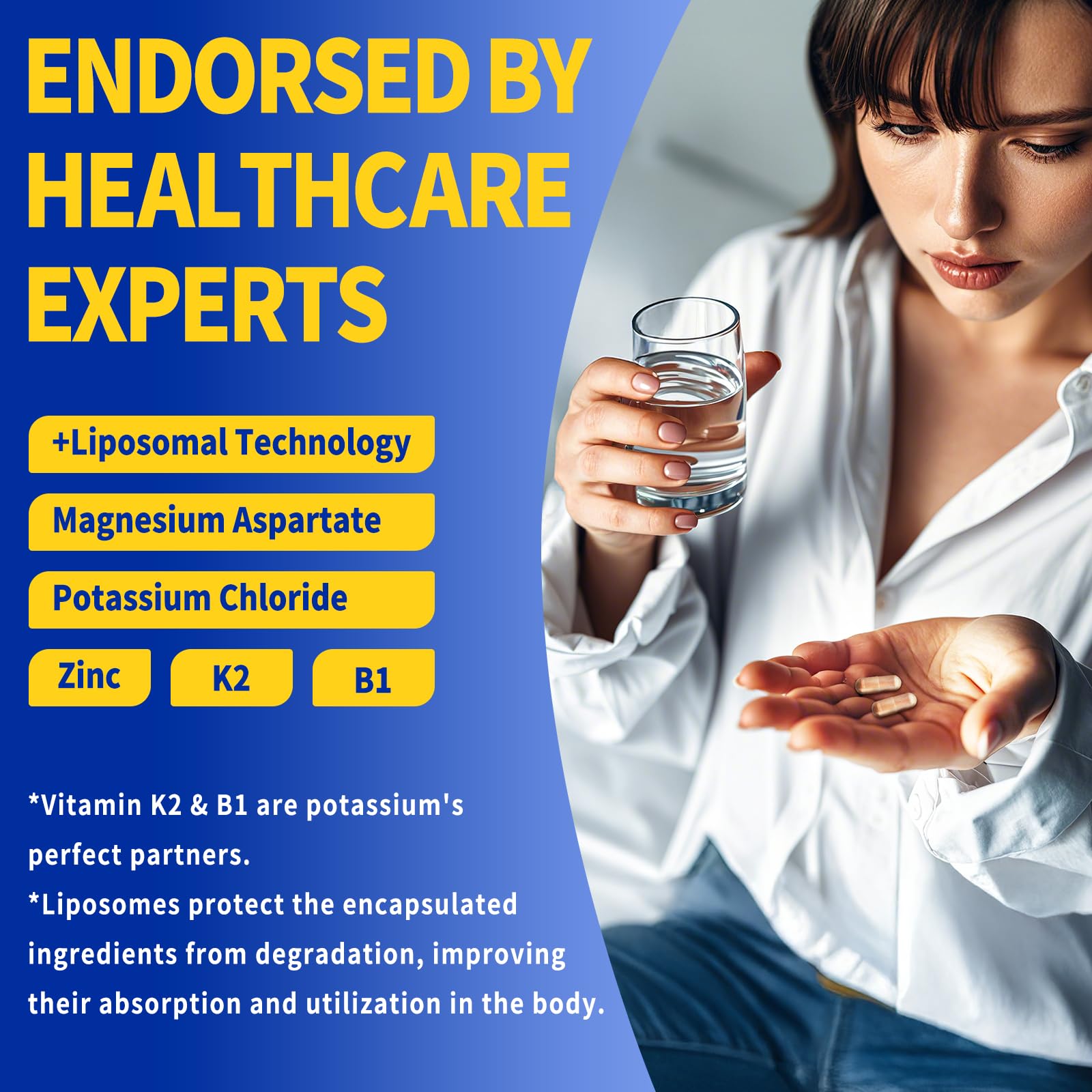 Label showing 120 capsules on Potassium Magnesium Liposomal bottle