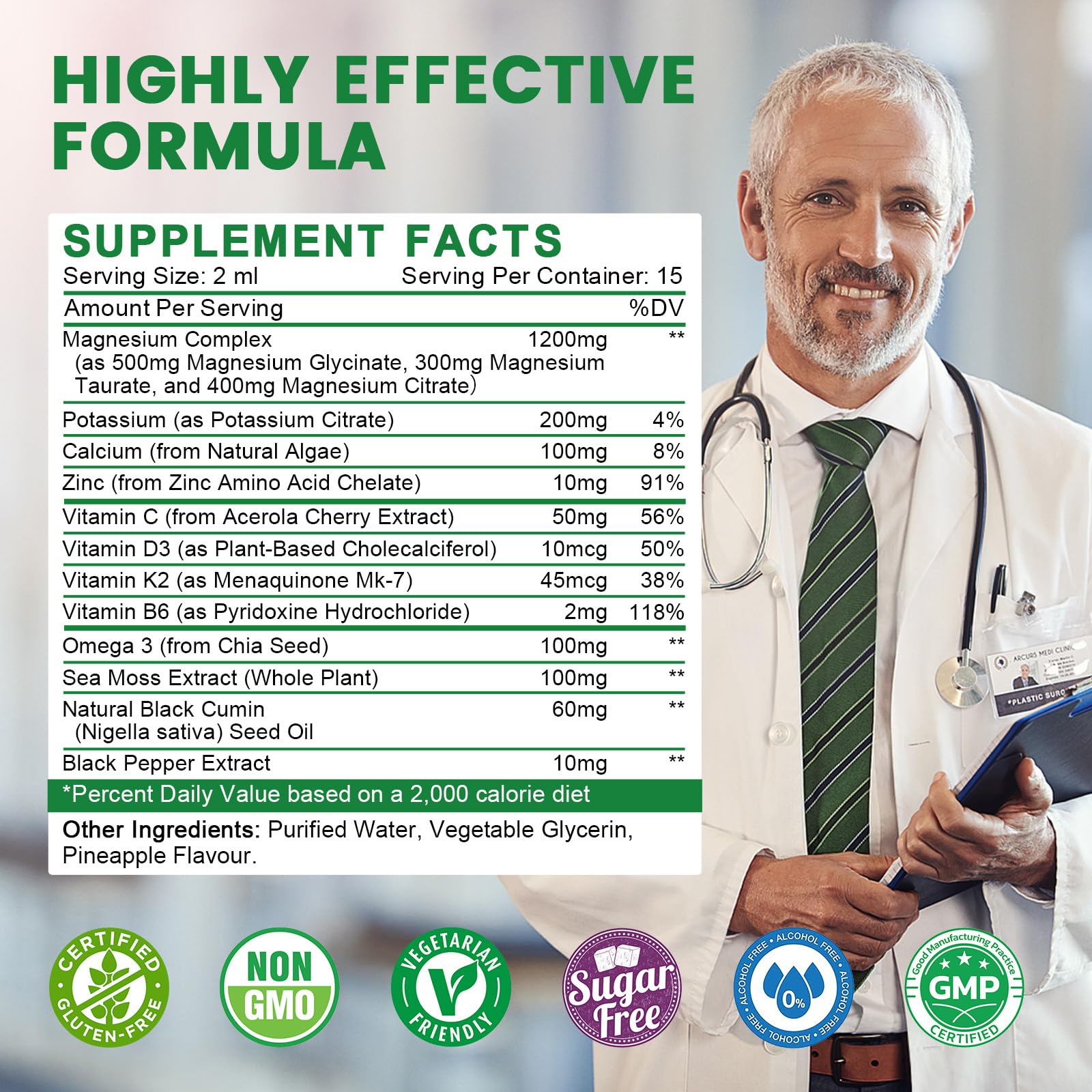 Back label showing ingredients and directions for two-pack supplement