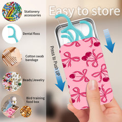 Compact travel floss case showing dimensions 3.15 by 1.95 by 0.6 inches