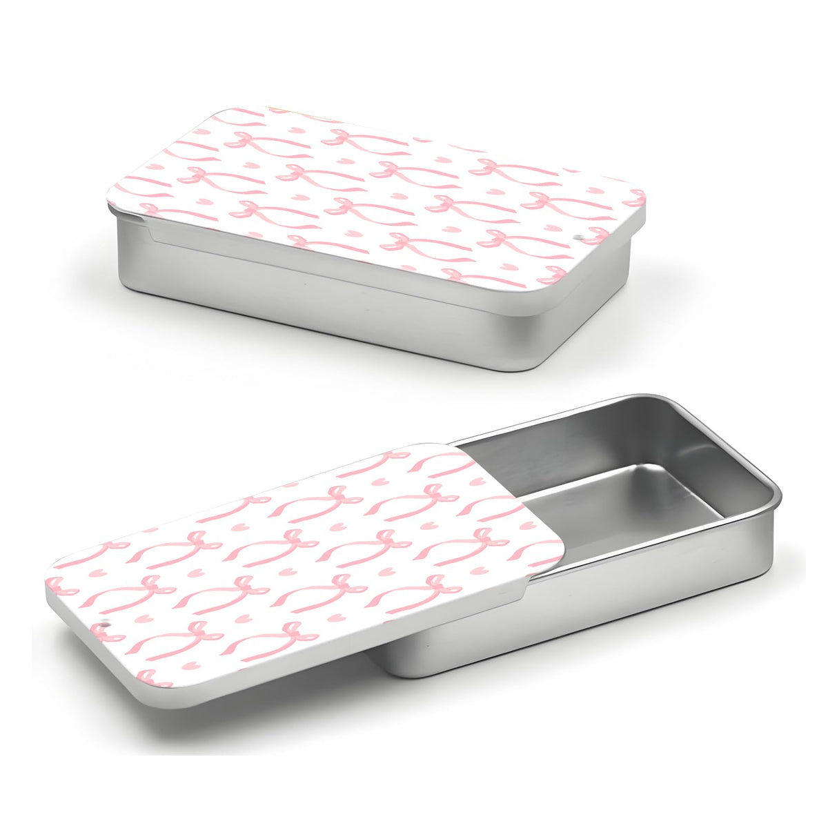 POTYHDC portable dental floss case pink bow front view