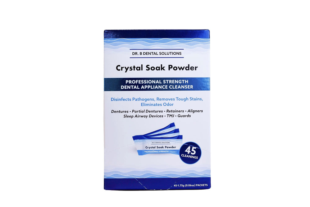 Dr. B Powder Crystal Soak Cleanser packaging showing 45 individual packets