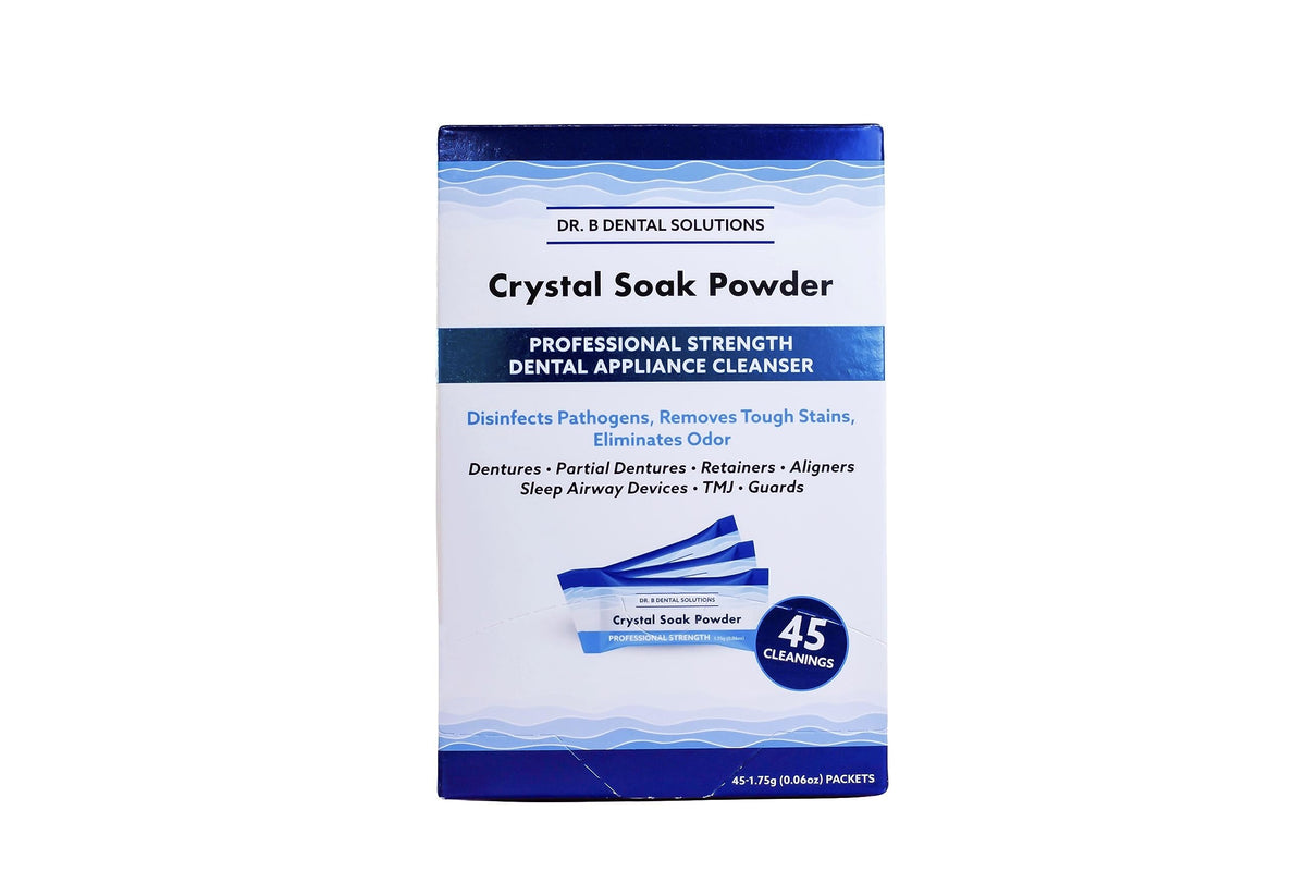Dr. B Powder Crystal Soak Cleanser packaging showing 45 individual packets