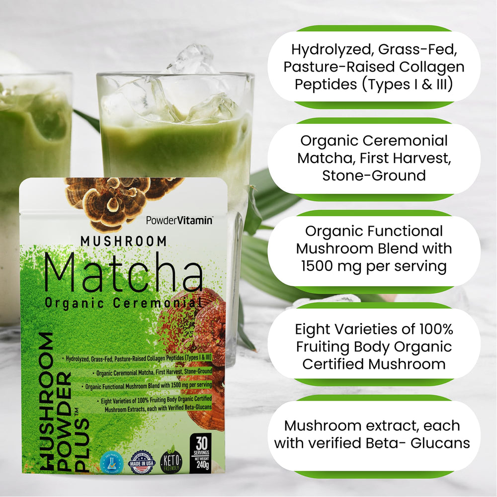 Assorted 8 fruiting body mushrooms used in the blend