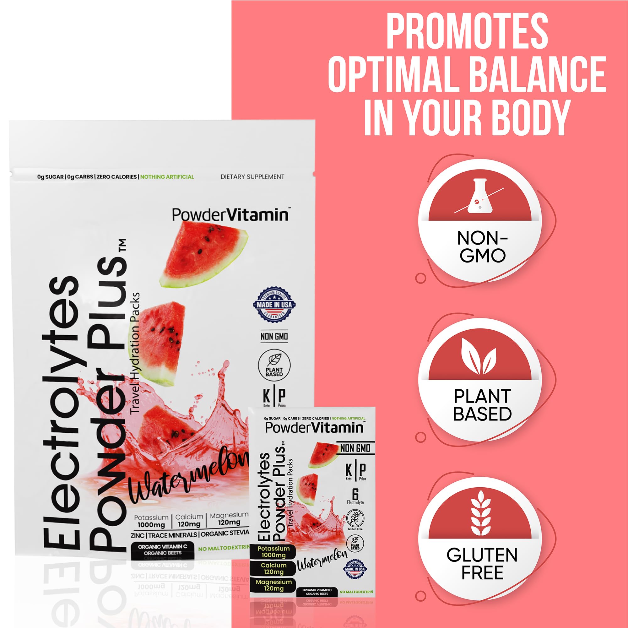 PowderVitamin electrolytes magnesium 120mg pack aiding muscle function and recovery.