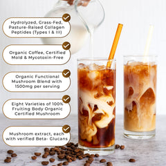 Grass-Fed collagen supplement bottle beside coffee