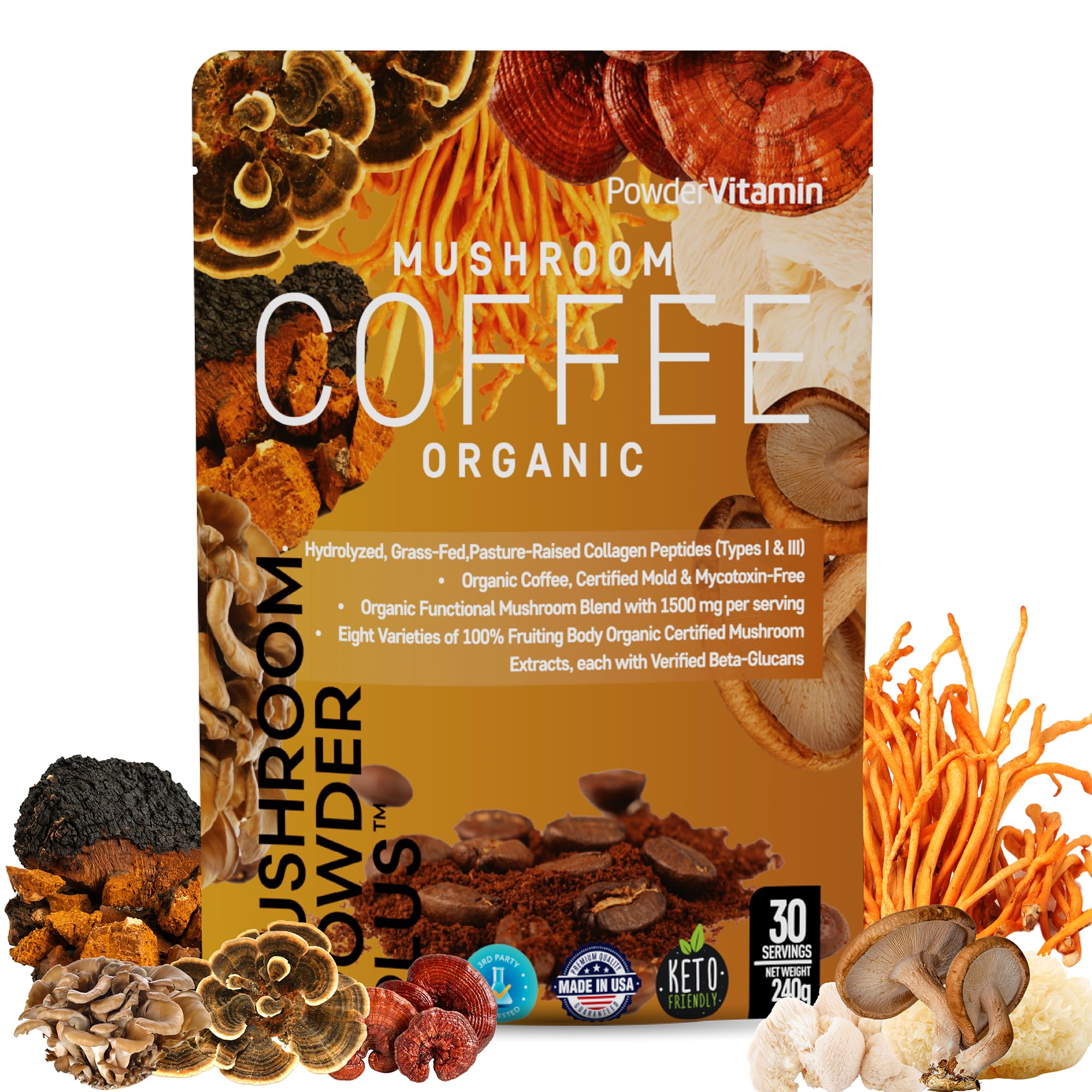 PowderVitamin Mushroom Coffee front label