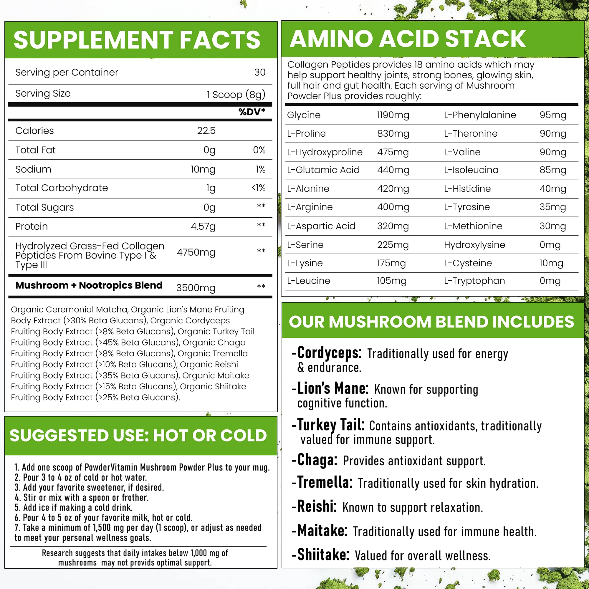 PowderVitamin packaging next to a mug and scoop