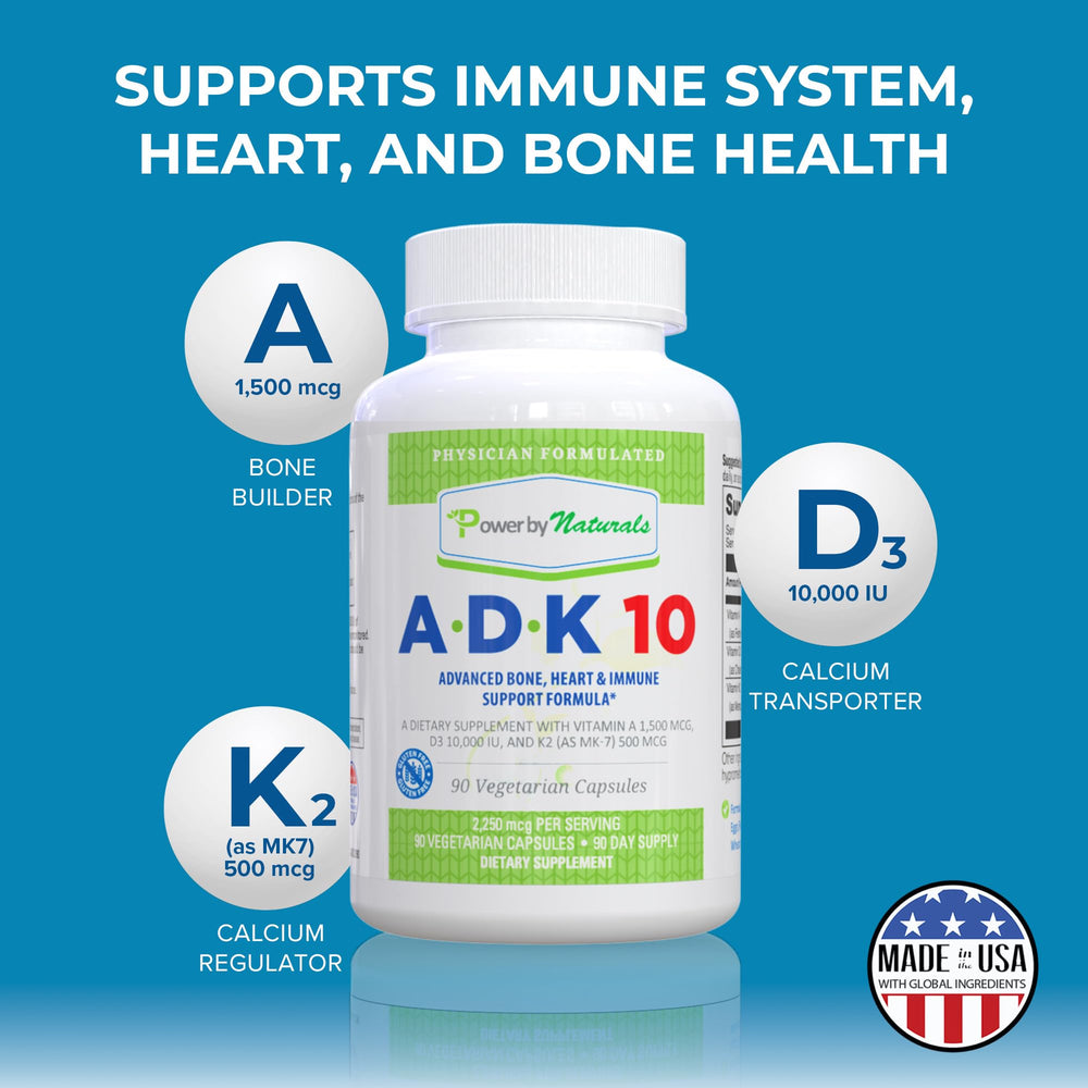 ADK 10 label detail showing vitamins A, D3, K2 MK-7