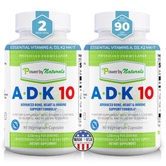 Power By Naturals ADK 10 Vitamin Supplement bottle label