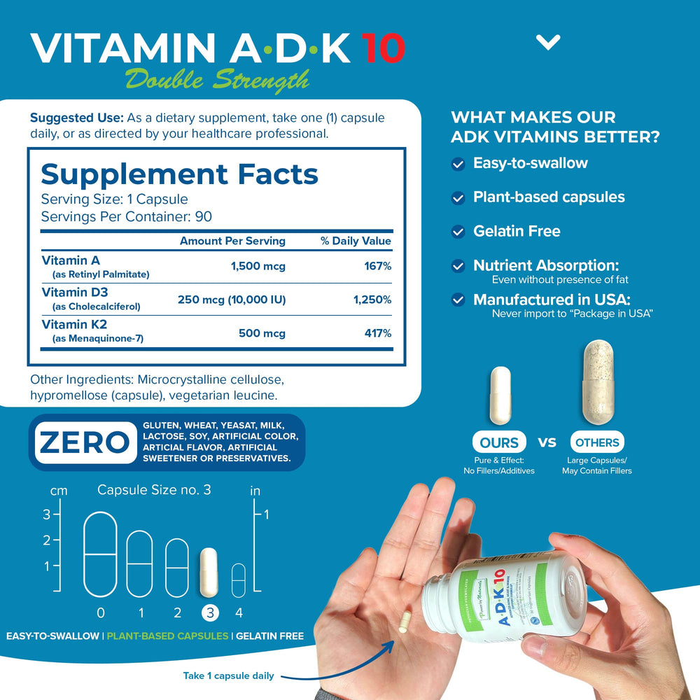 Vitamin A, D3 and K2 MK7 ingredients diagram
