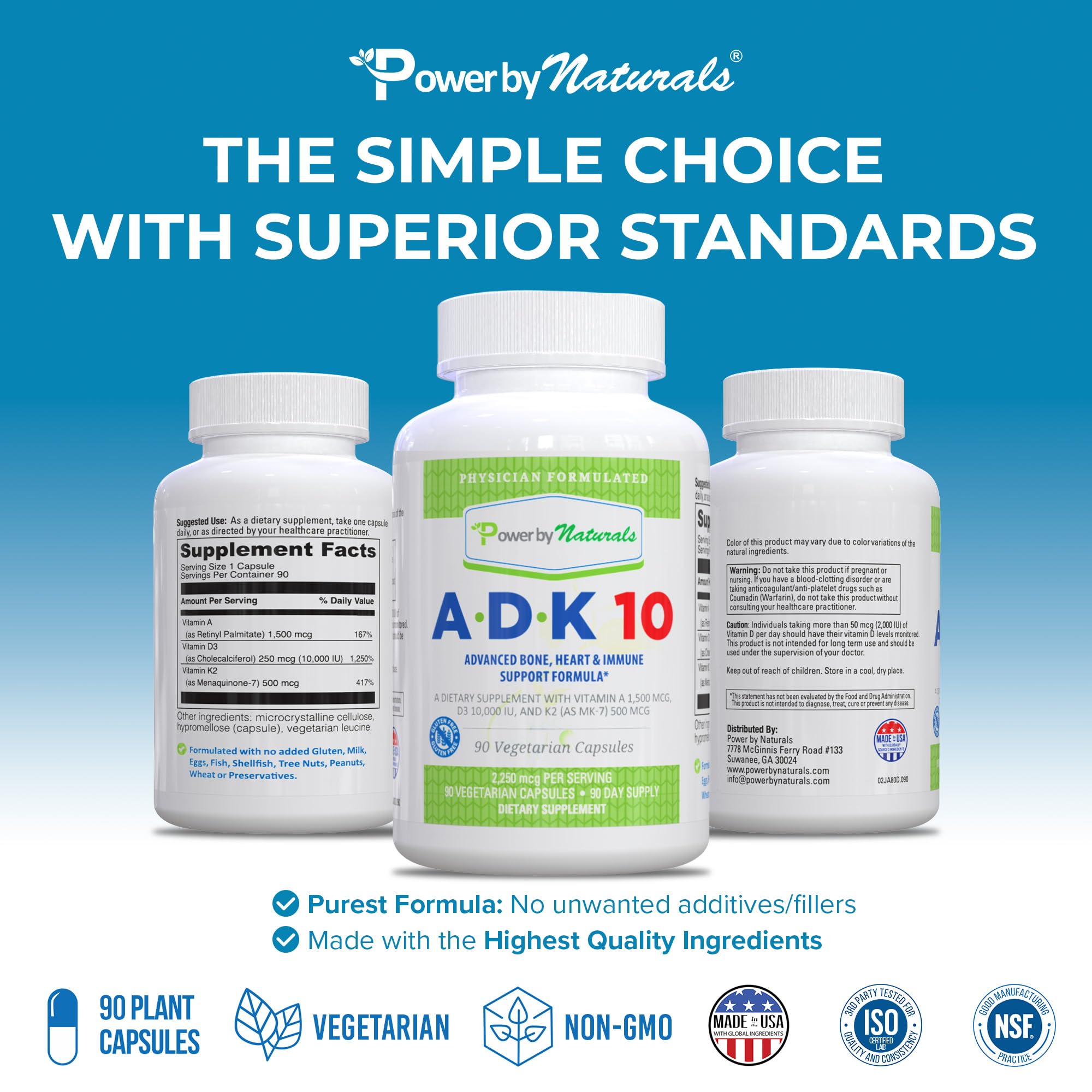 Gluten-free, vegetarian ADK 10 supplement packaging