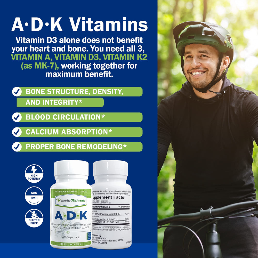 Diagram showing bone health benefits from ADK vitamins