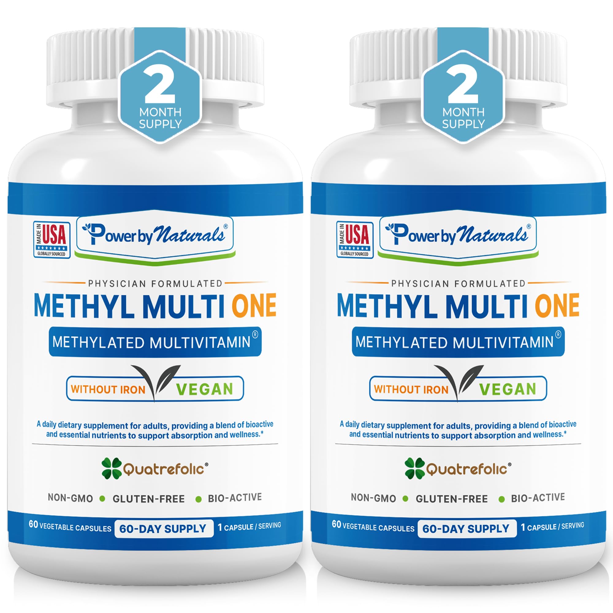 Front view of Power By Naturals Methyl Multi One bottle