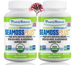 Power By Naturals Sea Moss Plus bottle and capsules
