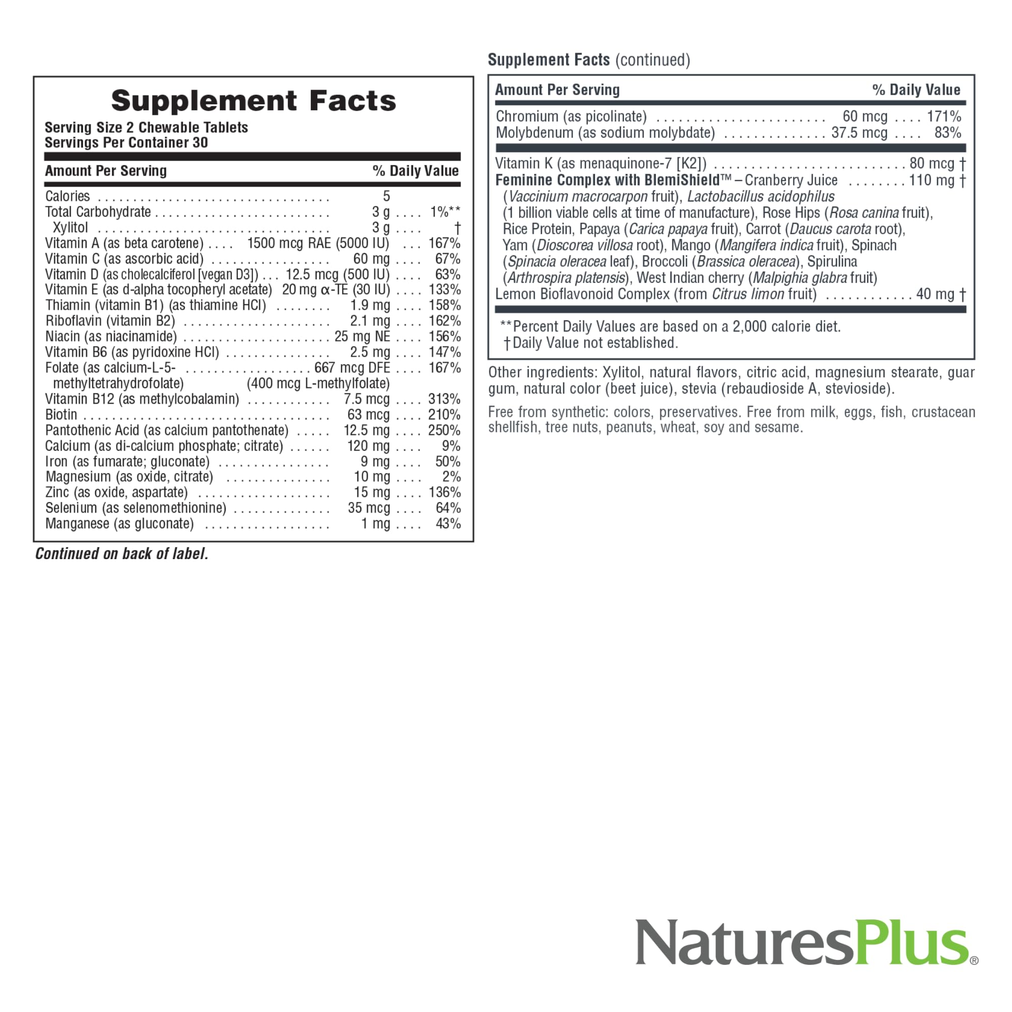 Packaging of Natures Plus Power Teen for Her Chewable Wild Berry