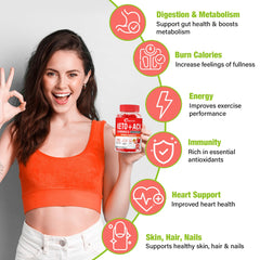 Powerific Apple Cider Vinegar Gummies bottle-back highlights probiotics and B12 for wellness