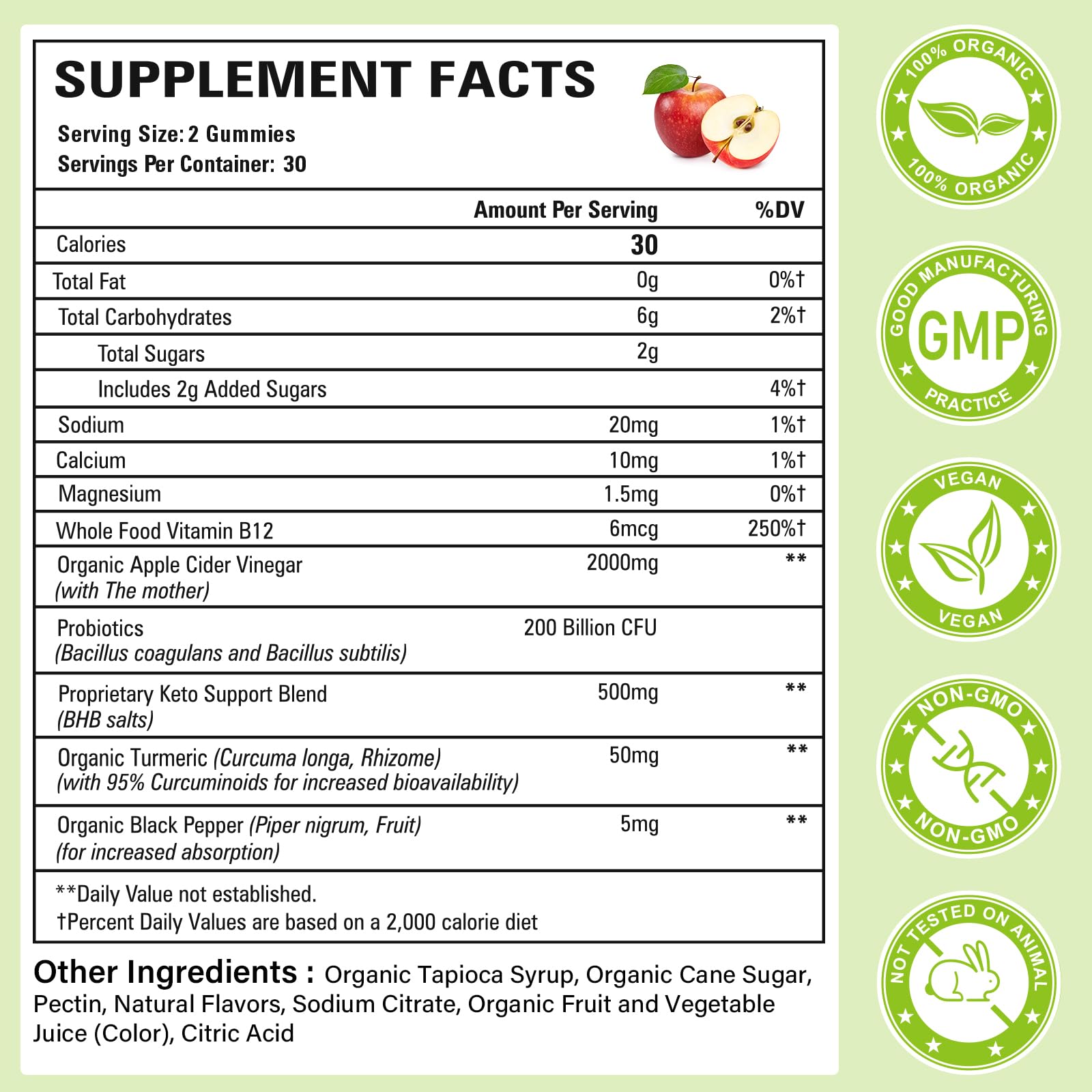 Powerific Keto ACV Gummies ingredients-visual emphasizing 2000mg ACV with mother and spices