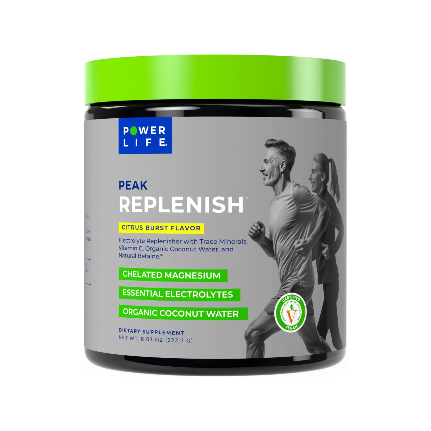 POWERLIFE Peak Replenish magnesium electrolyte powder canister