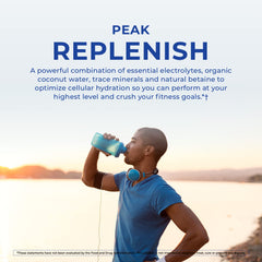 Graphic showing minerals and ingredients in Peak Replenish, including Aquamin and BetaPower