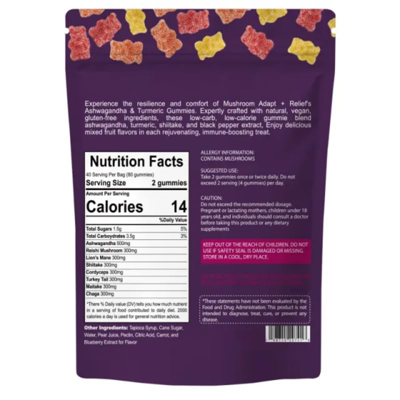 Ashwagandha extract with mushroom gummies