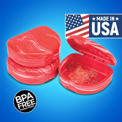 Pack of three red marble retainer cases