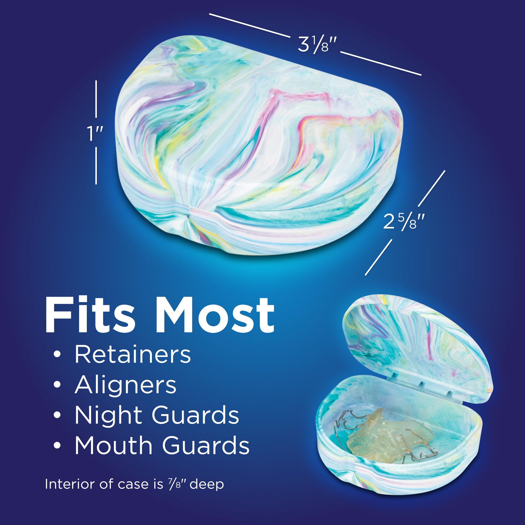 Pack shot of Practicon Marble Retainer Cases Ocean 3-pack