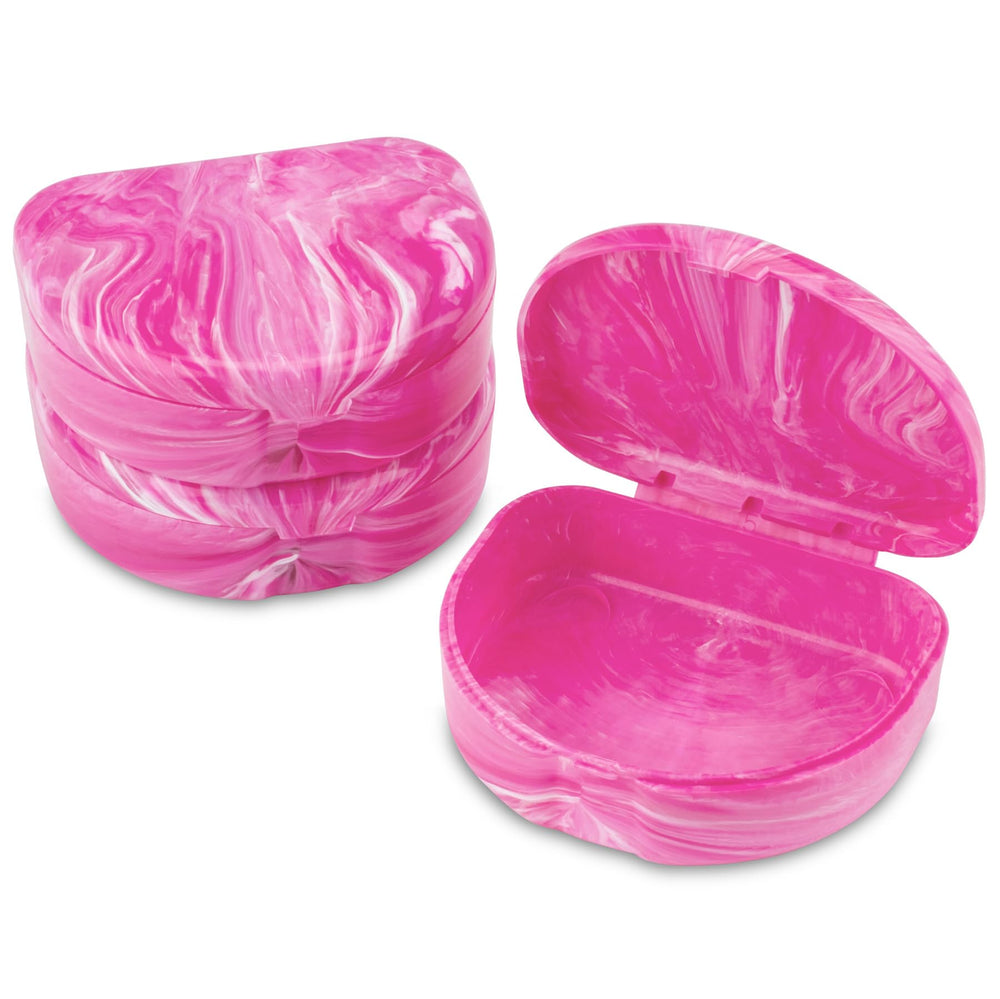 Front view of Practicon Marble Retainer Case Pink