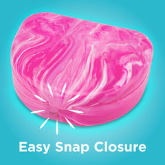 Three-pack packaging of Practicon Marble Retainer Cases in pink