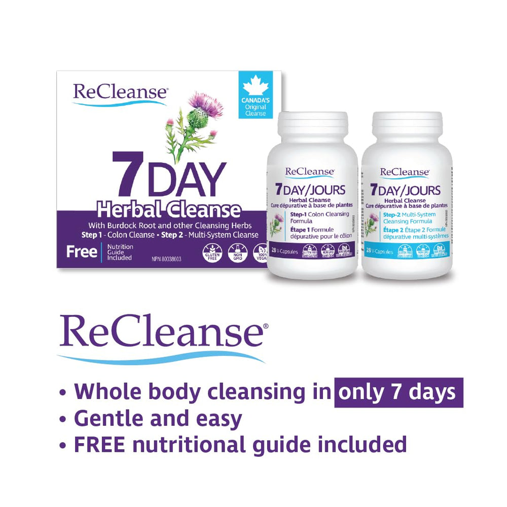 Back view of Prairie Naturals ReCleanse bottle labeling