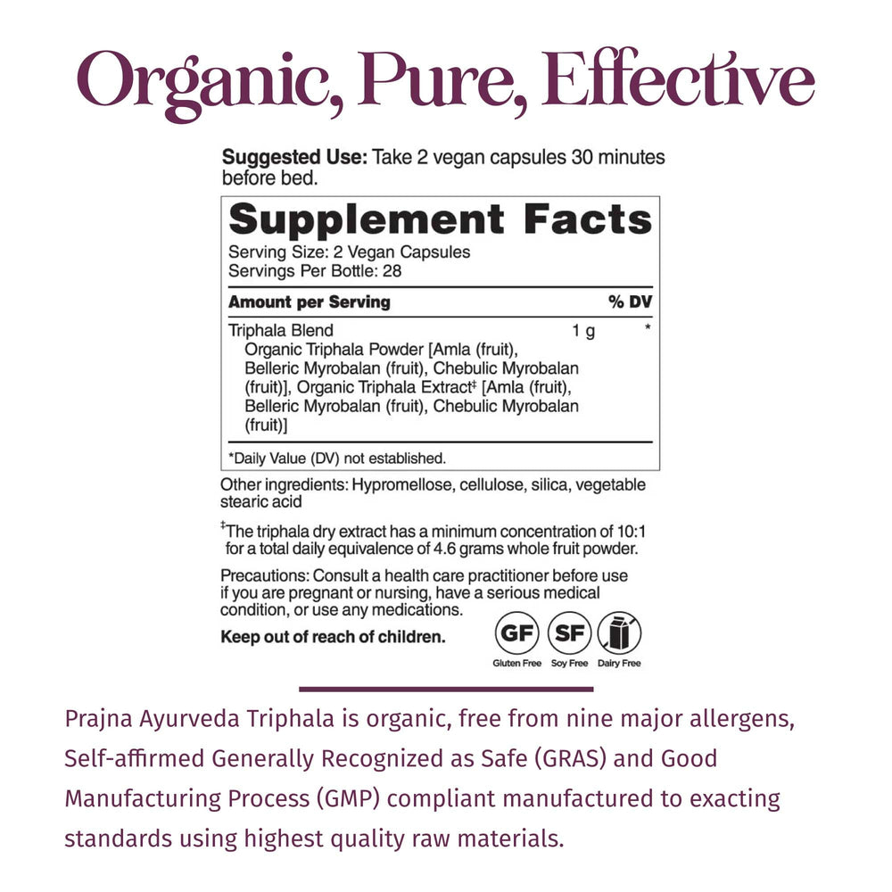 Close-up of Prajna Triphala packaging