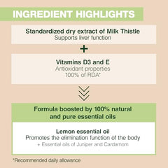 Milk Thistle extract with Vitamin D3 and Vitamin E illustration