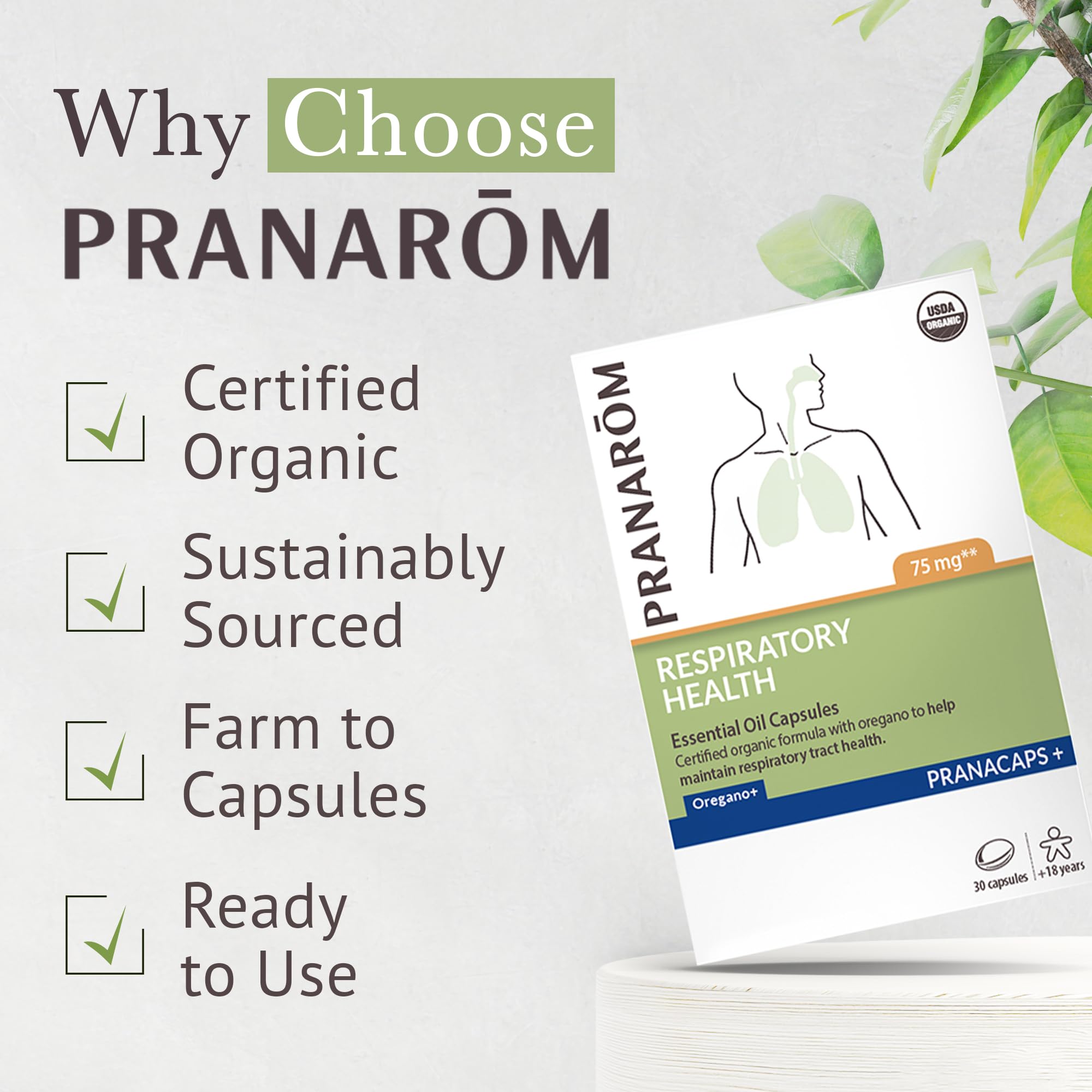 Adult taking one Pranarom Pranacaps capsule with water