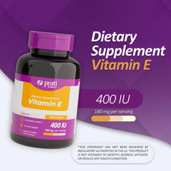 Close-up of Vitamin E 400 IU capsules